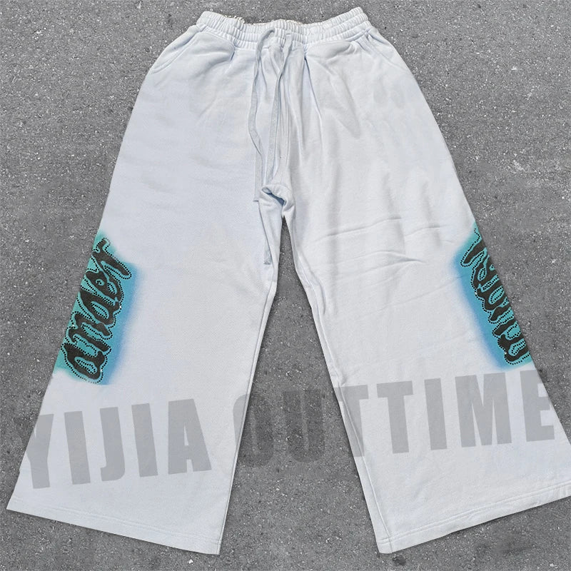 Custom Oversize Cotton Flare Sweatpants Dtg Printing Logo Richstone Sweatpants for Men