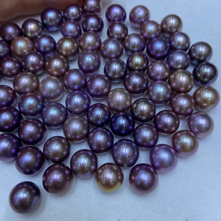 Natural Dark Deep Purple  Big Size 11-12mm Round Nice Luster Freshwater Loose Edison Nucleus Pearl for DIY Jewelry