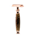 ZY Shaving Razor OEM Logo Eco Friendly Natural Bamboo Shaving Razor Double Edge Safety Razor for Home Barber Shop Use Salon