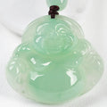 Hot Selling Burmese Jadeite Smiling Buddha Pendant Waxy Light Green Ice Texture Laughing Buddha Necklace for Fashion