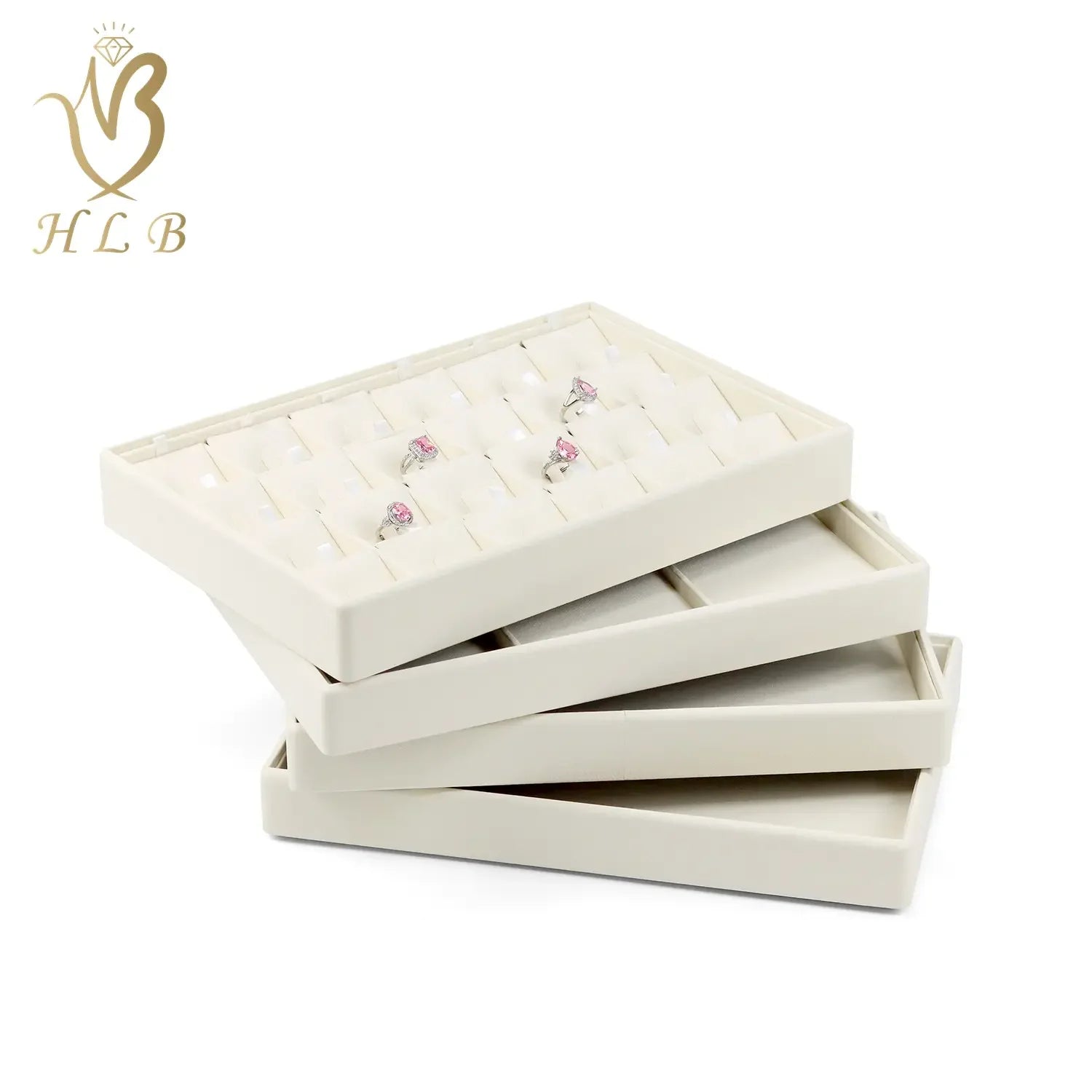 New Material Stackable Jewellery Display Tray Rings Necklace Earrings Bracelet Tray Gold Jewelry Display Organizer