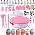 Custom 255pcs Plastic Pink Disposable Cake Turntable Set 12 Inch Rotating Cake Dessert Stand for Baking and Decor MegaBDM