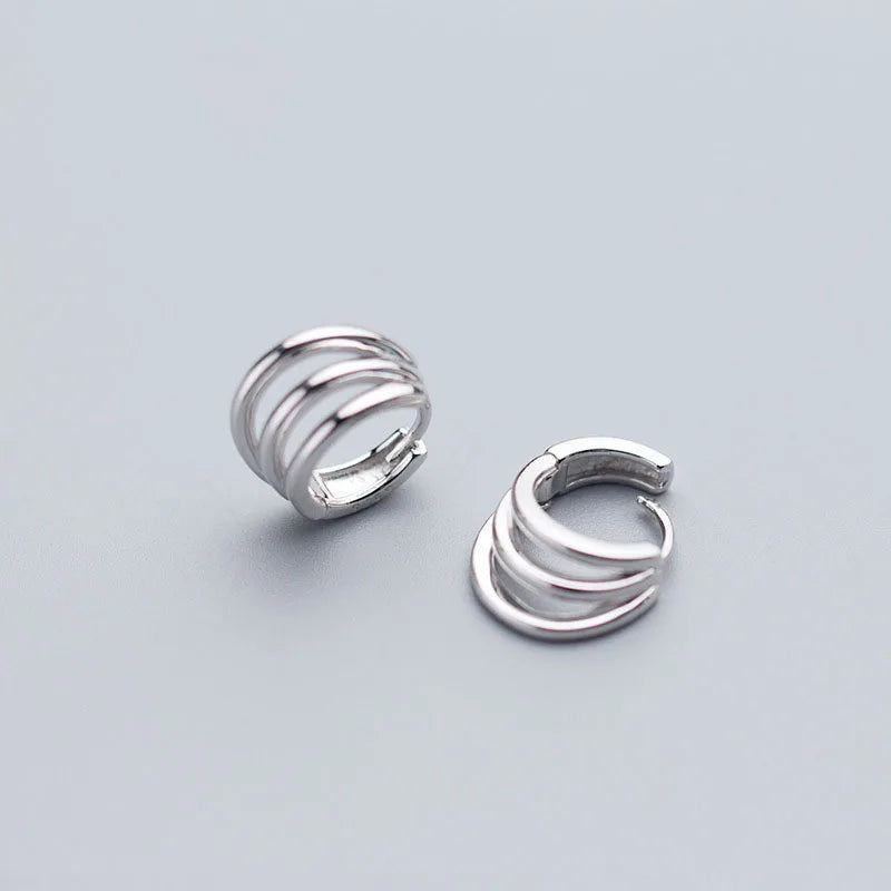 Korean Design 925 Sterling Silver Multi-layer Clip Earrings on Ear Women Jewelry