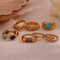 Dreamshow Jewelry Bijoux Acier Inoxydable Stainless Steel Jewelry PVD Gold Plated Colorful Zircon Ring Set