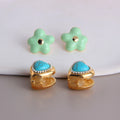 Wholesale Custom Summer Mini Green Flowers Stud Earrings for Women New Trendy Gold-Plated Love Design Thick Cute Anniversary