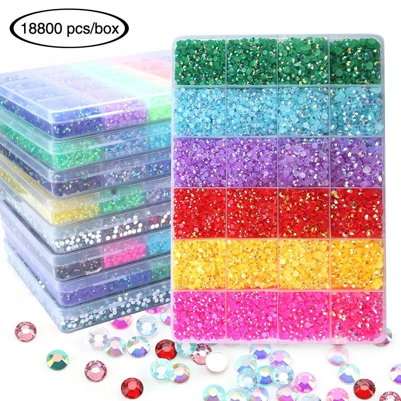 Qiao 3mm 4mm 5mm Customize Jelly AB Resin Non Hot Fix Rhinestones Flatback Stone for DIY Decoration 18800Pcs/box