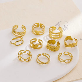 Beimai OEM Simple Multi-layered Chunky Gold Titanium Steel Ring