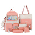 New Korean Version Four-piece Set Female High School Students Backpack Large Capacity Canvas Bags