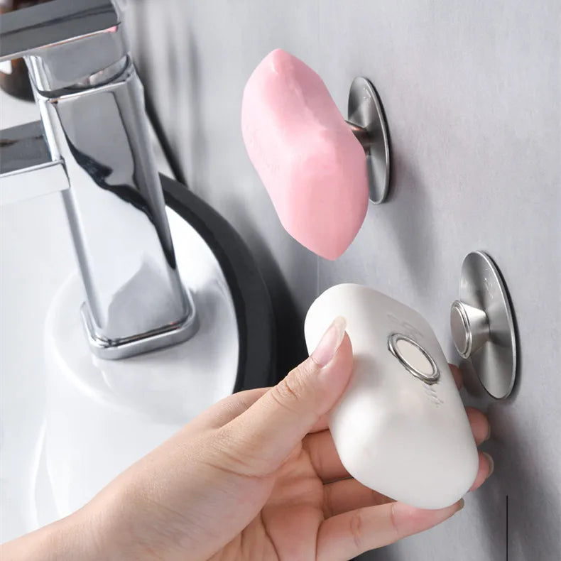 Modern Stainless Steel Wall Mounted Suction Cup Soap Shelves & Sponge Holders for Shower Bathroom Accessories