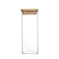 Square Borosilicate Glass Food-Grade Kitchen Storage Bottles and Jars Set with Bamboo Lids for Cookies Candy Sugar