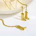 Hot Selling Vintage O Chain Boots Choker Necklace PVD 18K Gold Plated Stainless Steel Necklace Cowboy Boot Necklace for Women