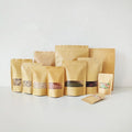 9x14cm Plain In-Stock Small Mini Brown Kraft Paper Stand up Pouch With Zipper and Clear Window