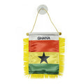 Custom Logo Digital Printing Satin Material Hanging  Ghana Pennant Flag for Car Rearview Mirror and Home Decoration