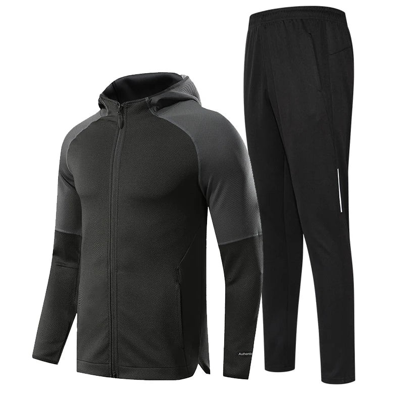 Wholesale Custom logo Full-zip Sport Jacket Set Casual Fast Dryers Men's Running Fitness Training Tracksuit