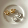 French 18K Gold Plated Irregularity Clip on Earring 925 Sterling Silver Irregular U-shaped Hoop Earrings for Girl