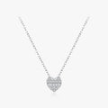 Classic Romantic Wedding Jewelry for Women 925 Sterling Silver Pave Setting Hearts Sparkling Zirconia Necklace Pendant