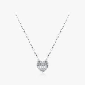 Classic Romantic Wedding Jewelry for Women 925 Sterling Silver Pave Setting Hearts Sparkling Zirconia Necklace Pendant