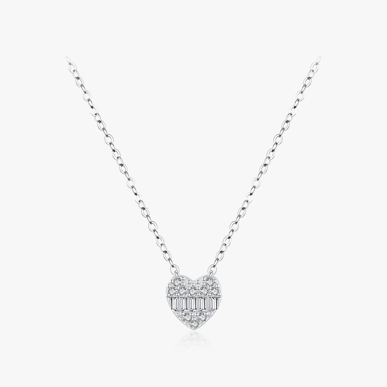 Classic Romantic Wedding Jewelry for Women 925 Sterling Silver Pave Setting Hearts Sparkling Zirconia Necklace Pendant