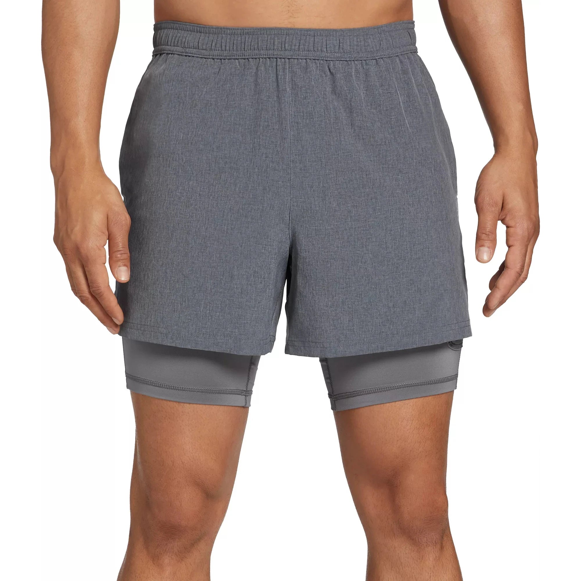 Wholesales Men's Stretch 2 in 1 Lined Sporty Shorts Waist Drawstring Shorts With Pockets