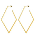 18K Gold Plating Stainless Steel Jewelry Geometric Big Rhombus Earrings Shiny Gold Color for Women Drop Earrings BE171035