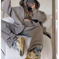 Winter Clothes for Women Thick Oversized Zipper Hoodies and Joggers Set Wholesale Plus Size Hoodie and Sweatpants Set