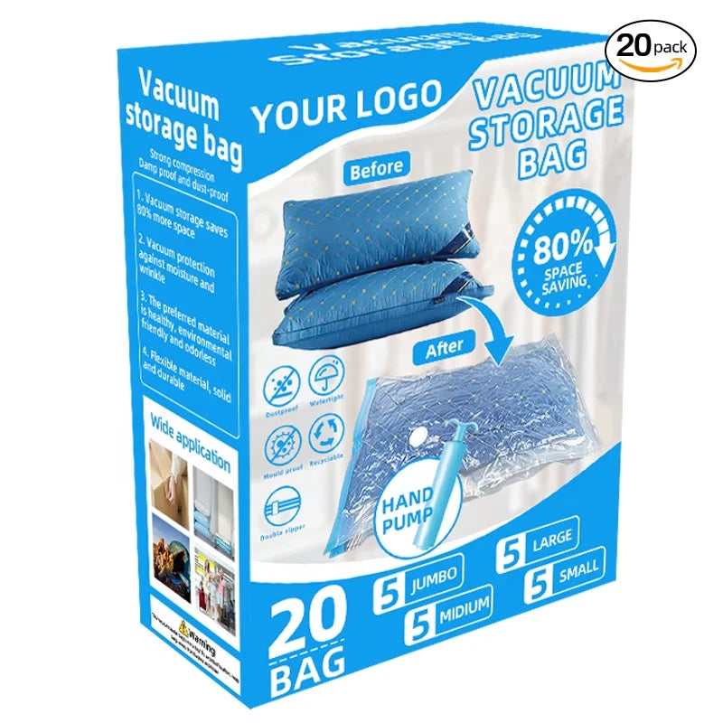 Eco Friendly Space Saver Compressed Bag Vacuum Storage Bag Household Travel for Vacuum Compressed Bag 80% Saving Space for Cloth