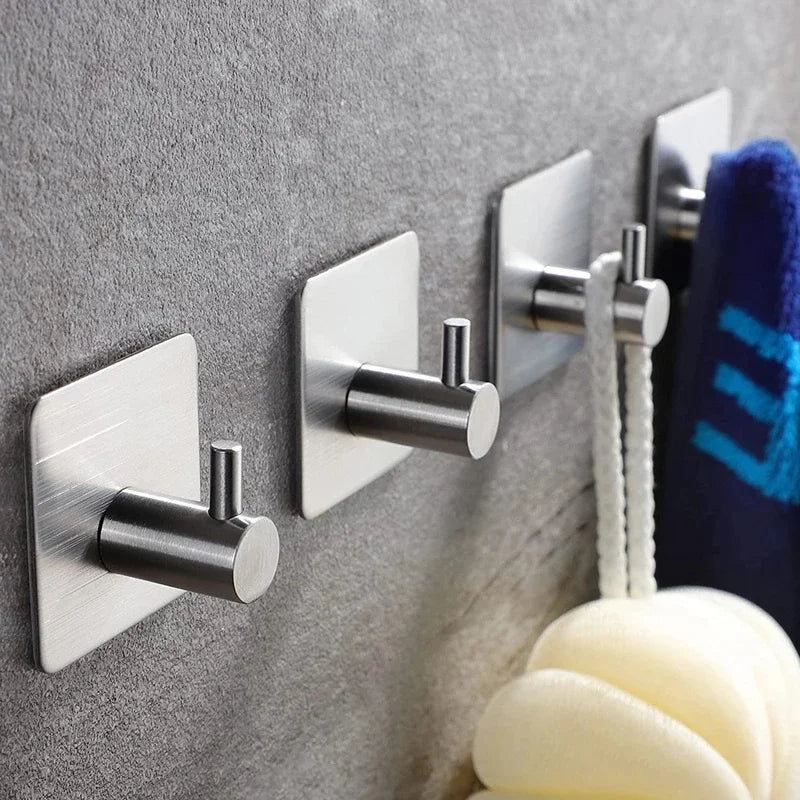 Stainless Steel Bathroom Hooks Shower Robe Hanger and Towel Hook for Wall-mounted Storage of Bathroom Accessories Metal Tool