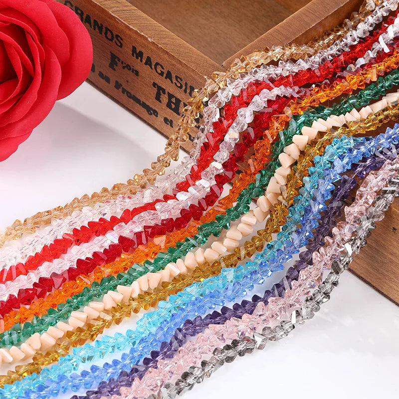 JC Crystal 2mm-6mm Stock Multi Colors Triangle Shape Glass Beads  Wholesale Crystal Jewelry Faceted Crystal Beads