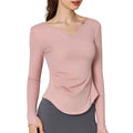 Autumn Long Sleeve With PAD Women' Workout Tops Shirts Yoga Top Loose Fit Casual Tee Shirts Yoga Top