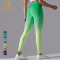 Gradient High Waist Seamless Gym Knitted Tight Hip Lifting Yoga Leggings Sports Fitness Pants for Women MegaBDM
