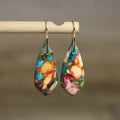 Bohemian Water Drop Earrings for Women Jewelry 18k Gold Plated Ear Hook Yoge Meditation Natural Raw Gemstone Dangle Earrings
