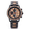 For Luxury Men Quartz Wooden Watch Chronograph Pointer Dial Stainless Steel Case Fashionable Antiqued Shenzhen Gift