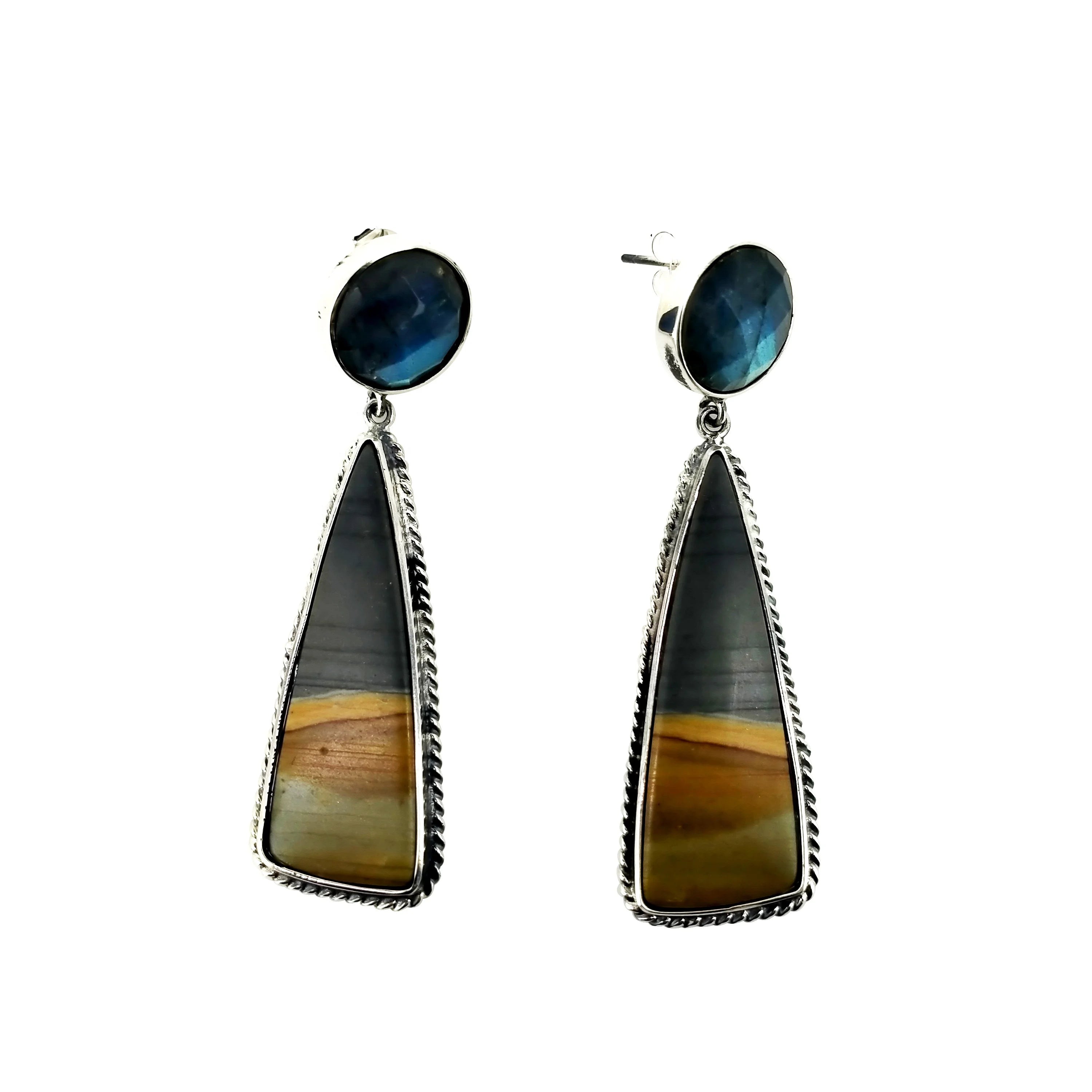 925 Sterling Silver Dangle Hoop Earrings Gemstone Earring