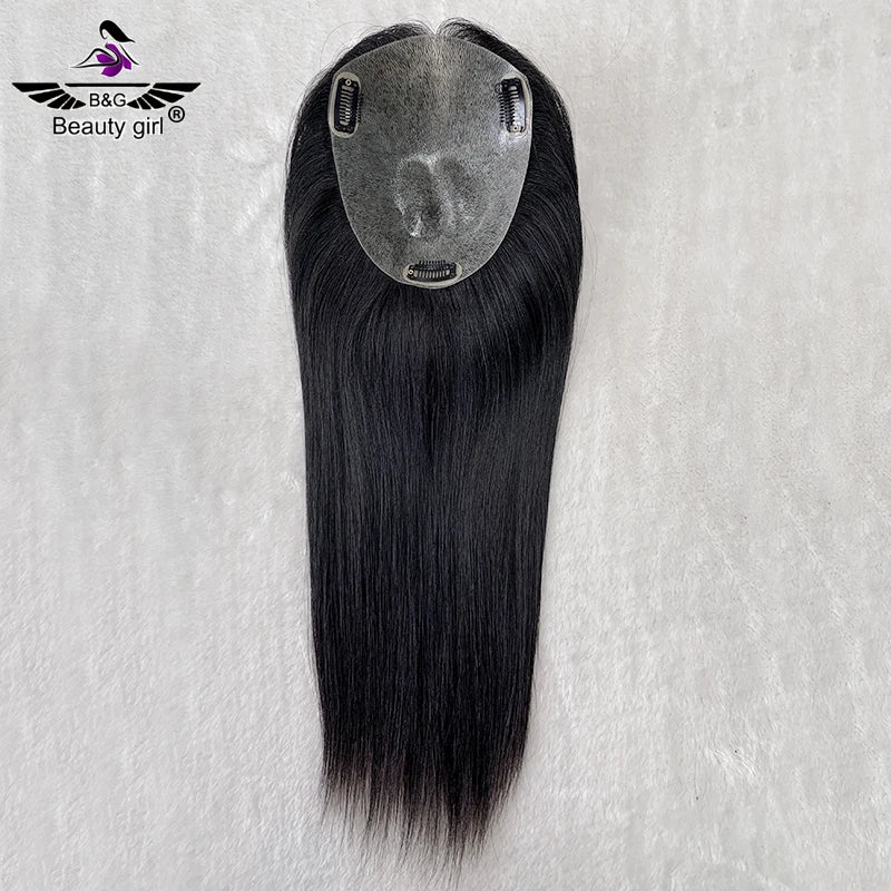 Natural Femme 100 Virgin Human Hair Alopecia Half Wig Injection Hair Toupee 0.03 Stick on Frontline Hair Patch for Women