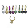EC1712 Chic Dainty Gold Plated Mini CZ Micro Pave Heart Dangle Charm Huggie Earrings