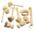 Eco-friendly Wood Dish Brush with Natural Bamboo Wooden Vegan Sisal Bristle for Kitchen Pot Plate Bottle Cleaning Nylon Scrubber