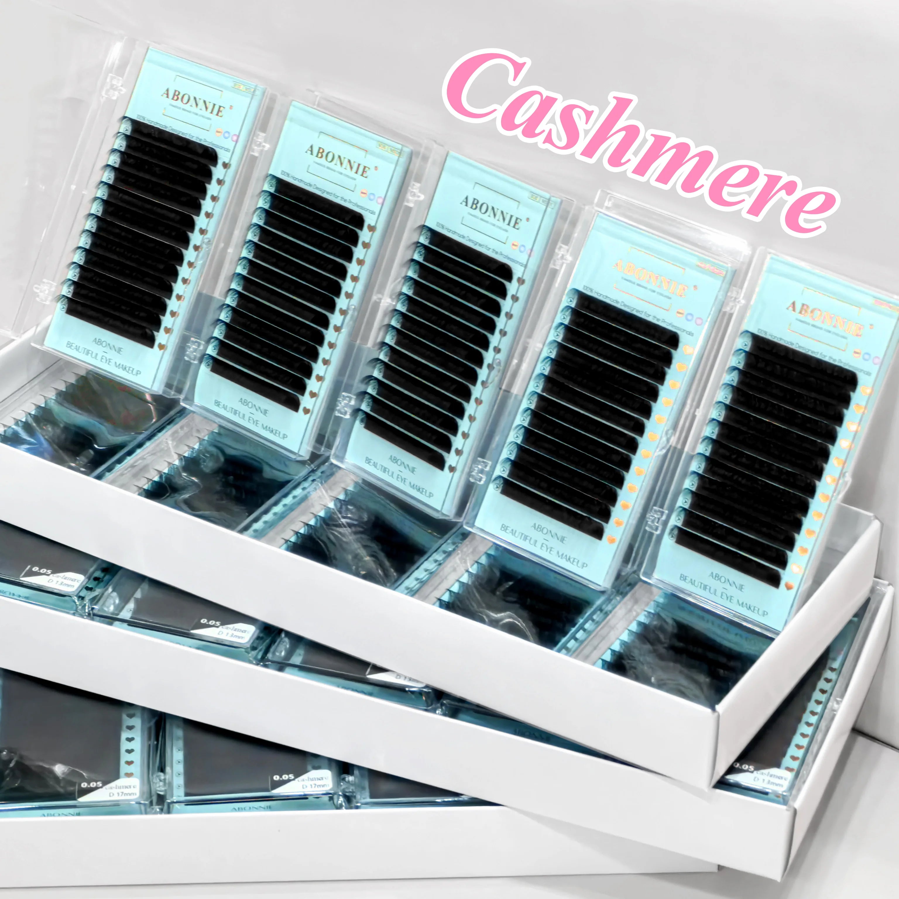 Abonnie Cashmere Lash Extensions Supplies Matte Individuals Eyelash Extensions De Cils Wholesale Matte Black Cashmere Lash Trays