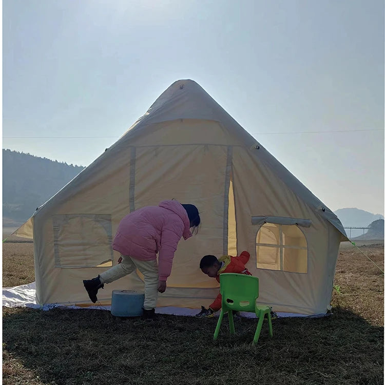 Outdoor Camping Inflatable Tent Rainproof Portable Quick Opening Oxford Fabric Four-Season Camouflage One Bedroom