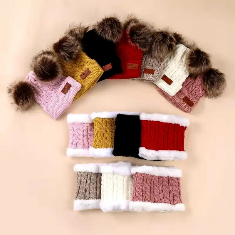 New Arrival Cheap Price Kids Crochet Knit Hat and Scarf Set Winter Thick Solid Color Toddler Baby Warm Neck Scarves Set