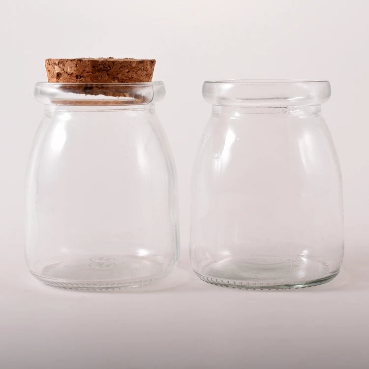 China Supply Small Glass Pudding Jars with Lid 150ml 120ml 100ml Jelly Pudding Bear Jar with Wooden Cork