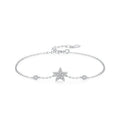 SL1629 925 Sterling Silver Dazzling Star Link Chain Platinum Plated Bracelet for Women Engagement Anniversary Jewelry Gifts