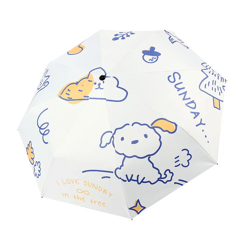 LOTUS 21-Inch Foldable Manual Umbrella Black Coating Cartoon Cinnamoroll Stock Printing Ready Ship Travel Compliant Polyester