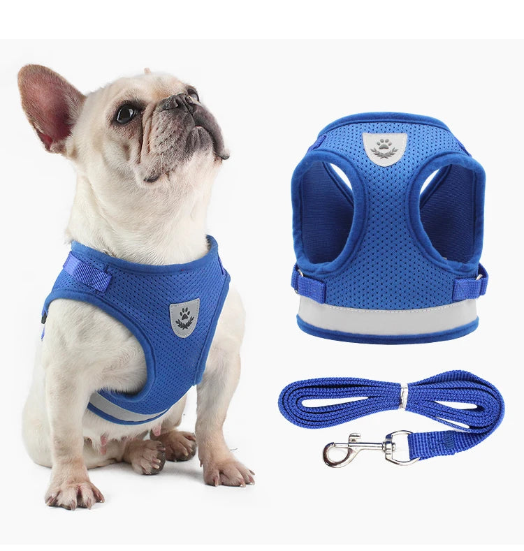 Manufacturer Wholesale Breathable Adjustable No Pull Harness and Leash Set Cooling Soft Mesh Padded Reversible Pet Dog Harness