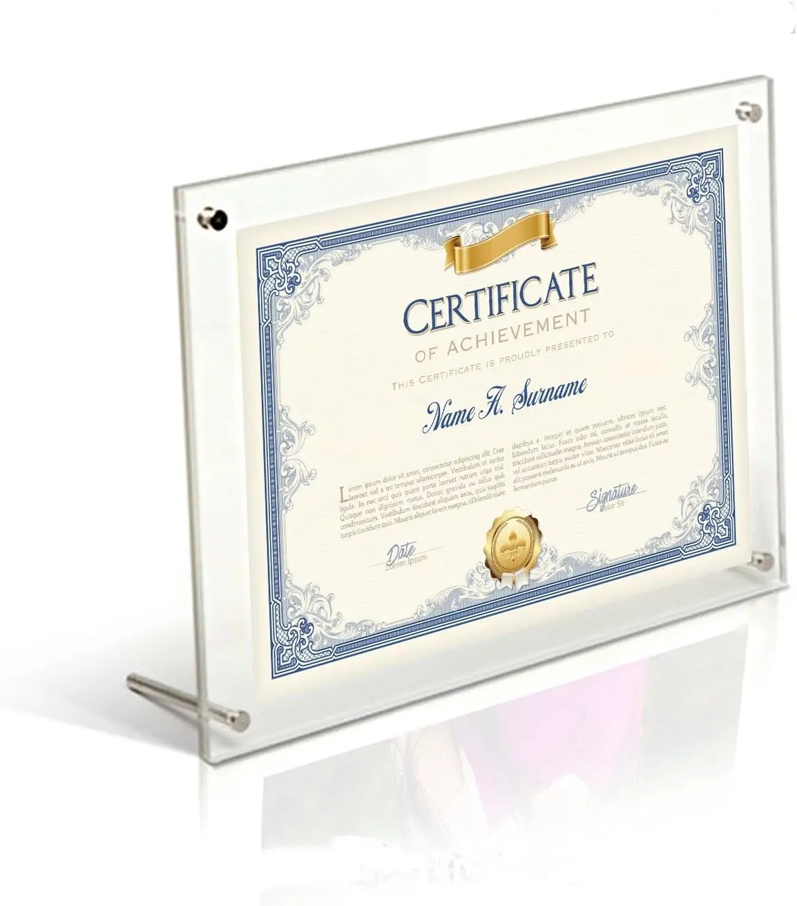 Korean Style Acrylic Photo Frame with Bracket Hanging Picture Frames Wall Mount Floating with Screw File Certificate Included