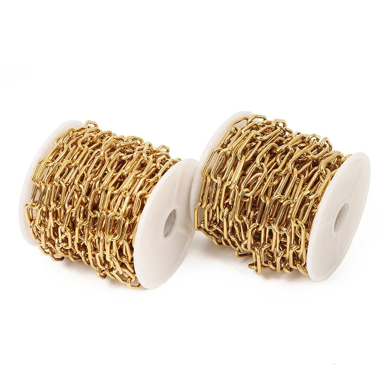 Hot Sale 18k Gold Plated Chain for DIY Making Bracelet Accessories Stainless Steel Paperclip Chain