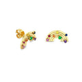 LOZRUNVE Gold Filled Colorful Rainbow Shape Stud Earring Silver Sterling 925
