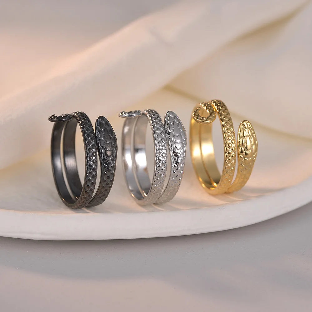 DAIHE Fashion Hot Sale Wholesale Stainless Steel Rings Open Adjustable Snake Rings