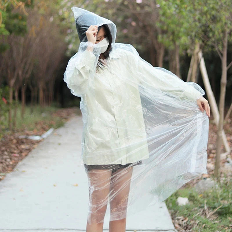 Portable Raincoat Women Men Outdoor Rainwear Waterproof Disposable Camping Hiking Hooded Ponchos Rain Cover Travel Accessories