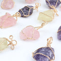 Large Rose Quartz Amethyst Raw Crystal Druzy Pendant With Gold Plated Wire Wrapped
