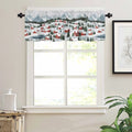 Custom 3 Panels Faux Linen Tier Short Drapes Print Rod Pocket Window Curtains for Kitchen Living Room